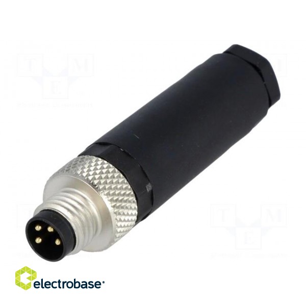 Connector: M8 | male | PIN: 4 | straight | for cable | plug image 1