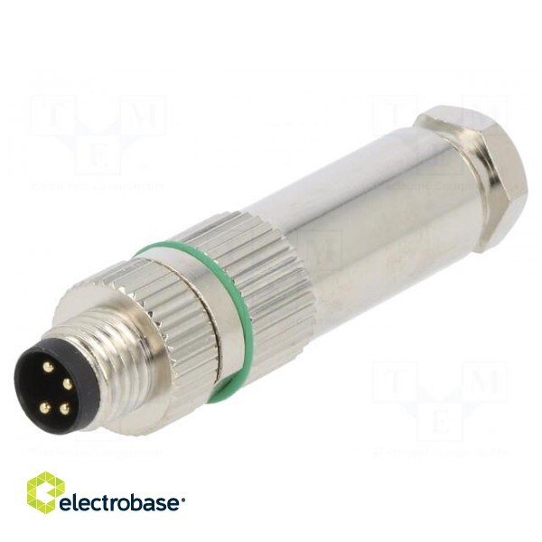 Connector: M8 | male | PIN: 4 | straight | for cable | plug | 3A | IP65/IP67 фото 1
