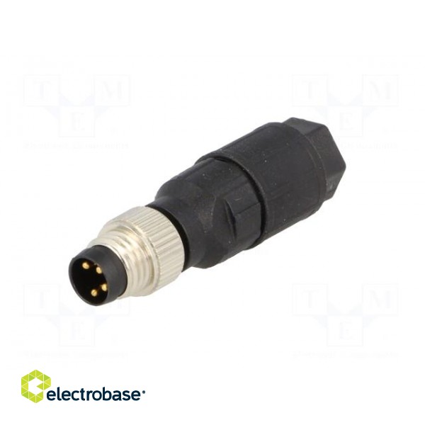 Connector: M8 | male | PIN: 4 | straight | for cable | plug | 4A | IP65/IP67 image 2