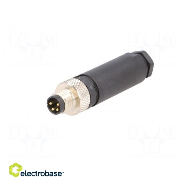 Connector: M8 | male | PIN: 4 | straight | for cable | plug | 4A | IP67 | 30V paveikslėlis 2