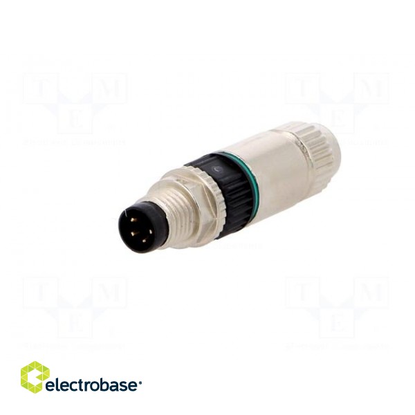 Connector: M8 | male | PIN: 4 | straight | for cable | plug | 4A | IP67 | 32V paveikslėlis 2