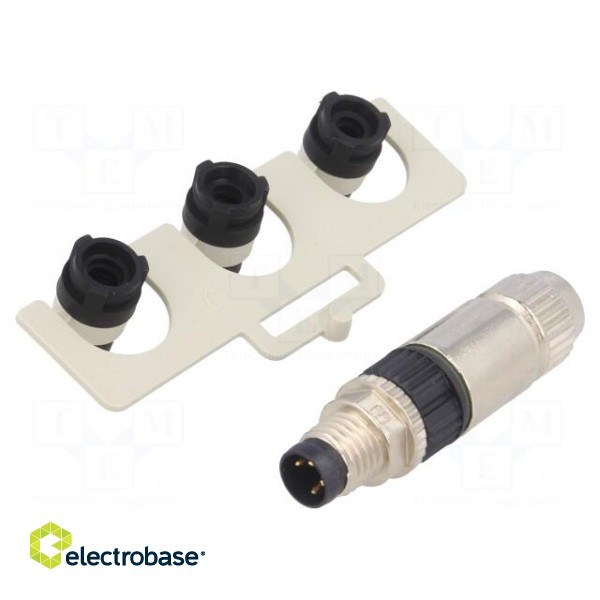 Connector: M8 | male | PIN: 4 | straight | for cable | plug | 4A | IP67 | 32V paveikslėlis 1