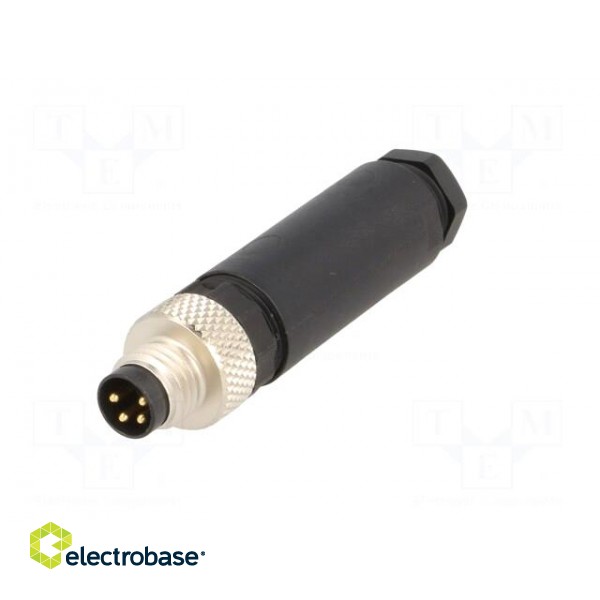 Connector: M8 | male | PIN: 4 | straight | for cable | plug | IP67 | 30V image 2