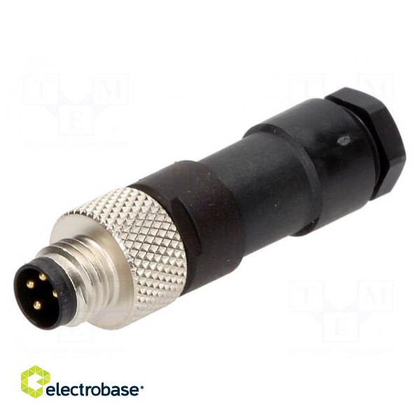 Connector: M8 | male | PIN: 4 | straight | for cable | plug | Nano-Change paveikslėlis 1
