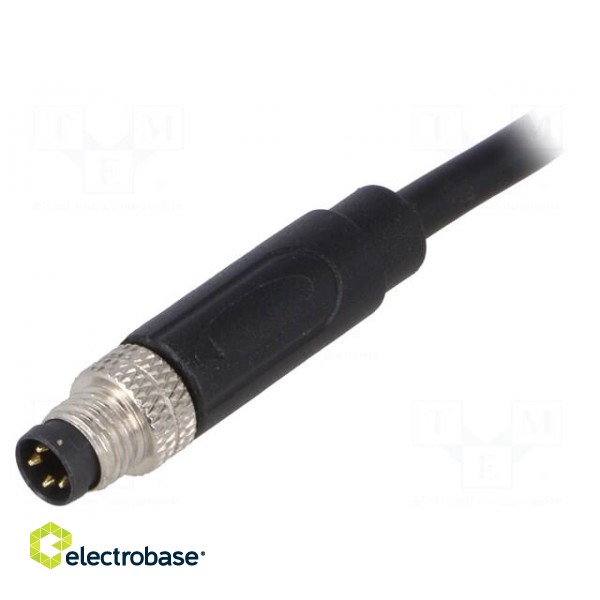 Connector: M8 | male | PIN: 4 | straight | plug | 3A | IP67 | 30V | 1m | PVC