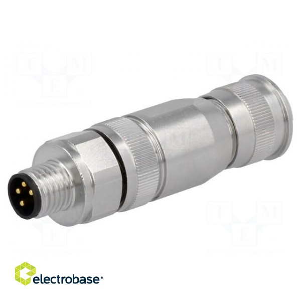 Connector: M8 | male | PIN: 4 | straight | shielded | for cable | plug paveikslėlis 1