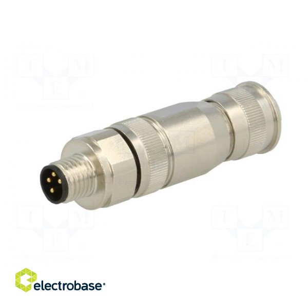 Connector: M8 | male | PIN: 4 | straight | shielded | for cable | plug paveikslėlis 2