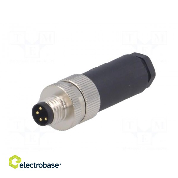 Connector: M8 | male | PIN: 4 | straight | unshielded | for cable | plug image 2