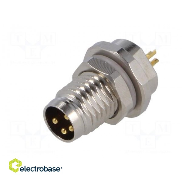 Connector: M8 | male | PIN: 4 | for panel mounting,front side nut image 2
