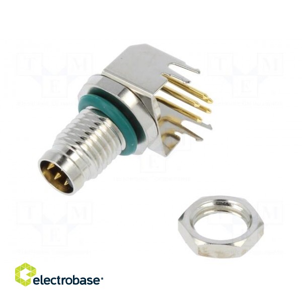 Connector: M8 | male | PIN: 5 | angled 90° | on PCBs | socket | 1.5A | IP68 image 1