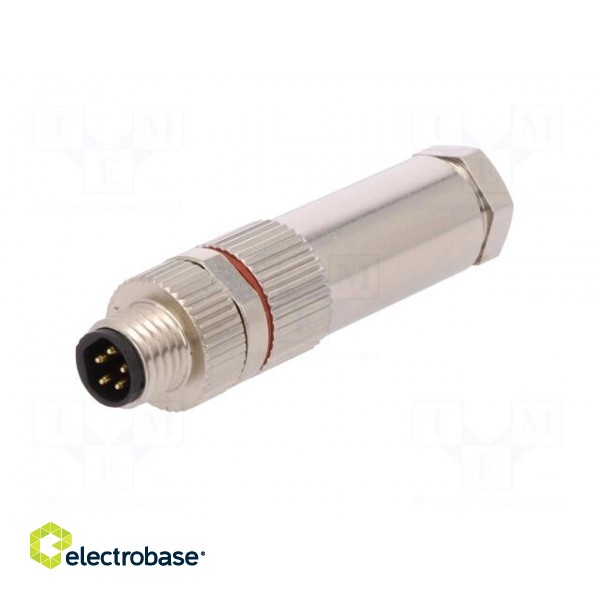 Connector: M8 | male | PIN: 5 | for cable | plug | 1.5A | IP67 | 30V paveikslėlis 2