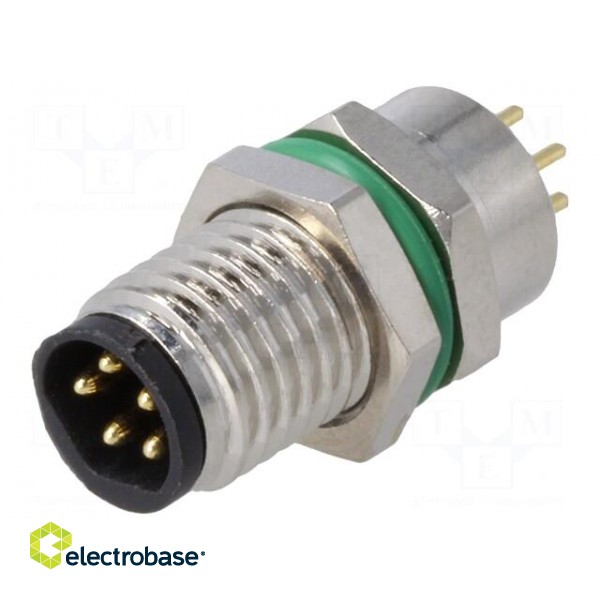 Connector: M8 | male | PIN: 5 | for panel mounting,front side nut image 1