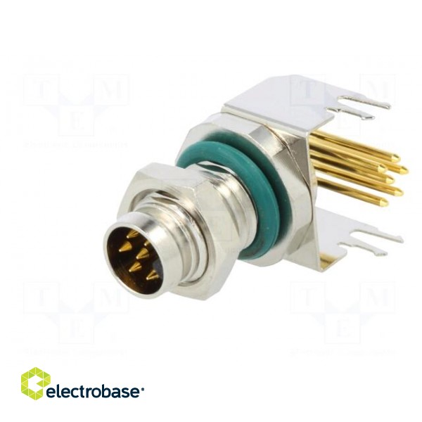 Connector: M8 | male | PIN: 6 | angled 90° | on PCBs | socket | 1.5A | IP68 paveikslėlis 2