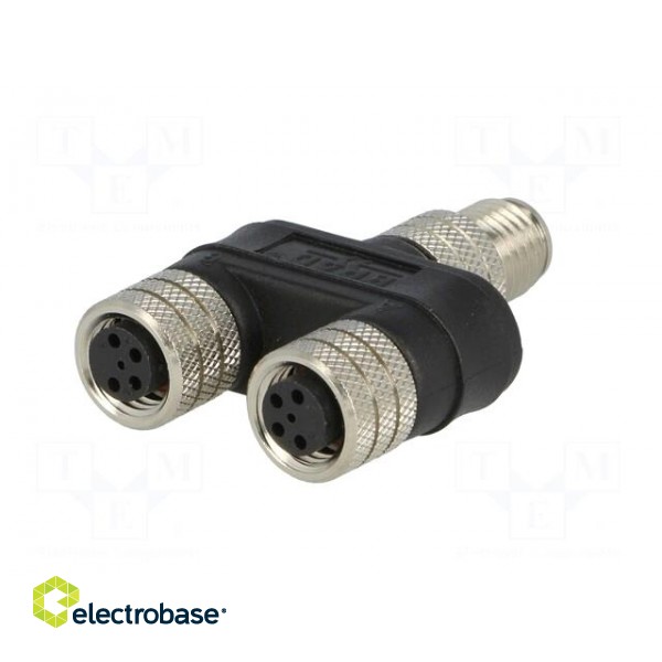 T adapter | M8 male,M8 female x2 | PIN: 4 | Y | 3A | IP68 | 60V paveikslėlis 6