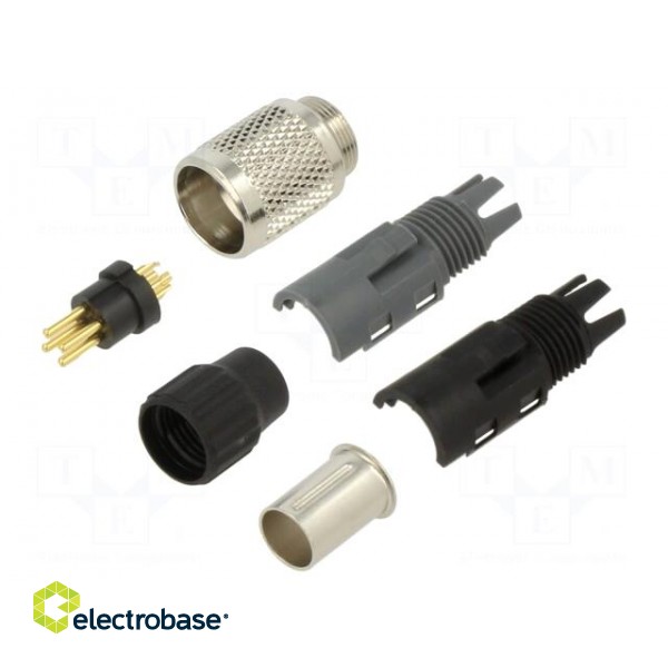 Connector: M9 | plug | male | Plating: gold-plated | 125V | IP40 | PIN: 4