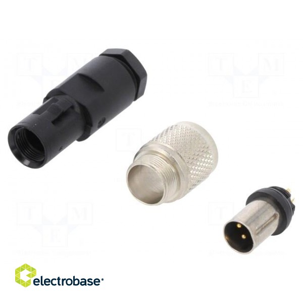 Connector: M9 | plug | male | Plating: gold-plated | 125V | IP67 | PIN: 4 image 1