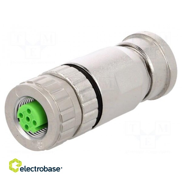 Plug | M12 | PIN: 4 | female | D code-Ethernet | for cable | IP67 | 250V фото 1