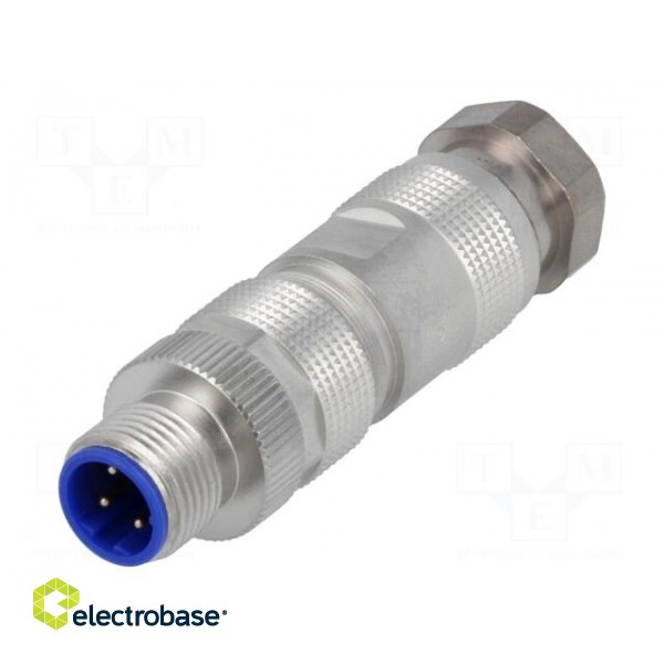 Plug | M12 | PIN: 4 | male | D code-Ethernet | for cable | IDC | straight фото 1