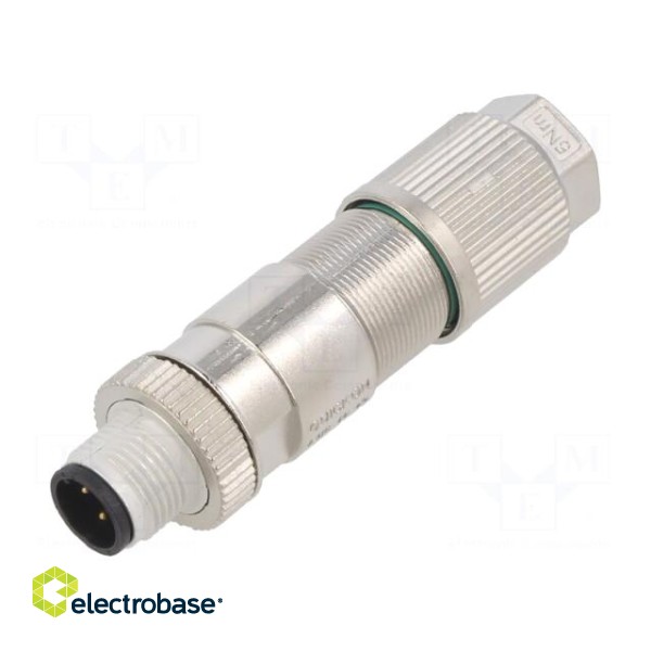 Plug | M12 | PIN: 4 | male | D code-Ethernet | for cable | IDC | straight