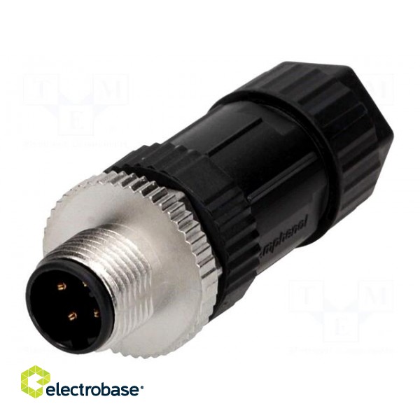 Plug | M12 | PIN: 4 | male | D code-Ethernet | for cable | screw terminal фото 1
