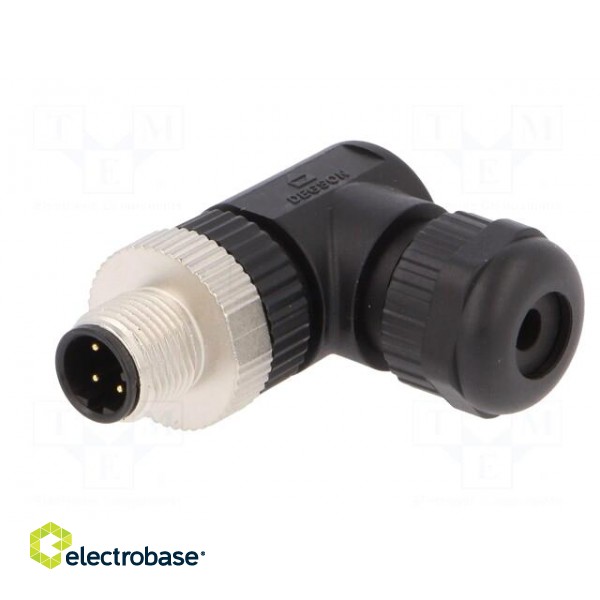 Plug | M12 | PIN: 4 | male | D code-Ethernet | for cable | screw terminal image 2