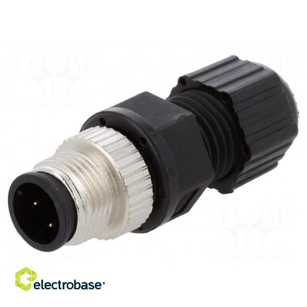Plug | M12 | PIN: 4 | male | D code-Ethernet | for cable | soldering | IP68 фото 1