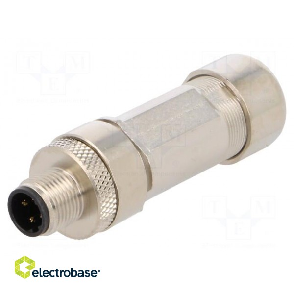 Plug | M12 | PIN: 4 | male | D code-Ethernet | for cable | spring clamp фото 1