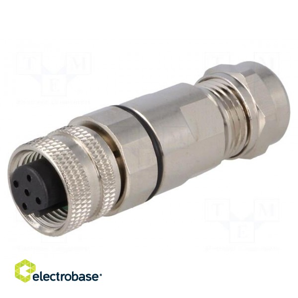 Plug | M12 | PIN: 5 | female | B code-Profibus | for cable | soldered image 1