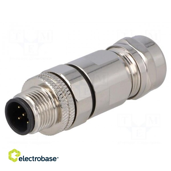 Plug | M12 | PIN: 5 | male | B code-Profibus | for cable | soldered | IP67 image 1