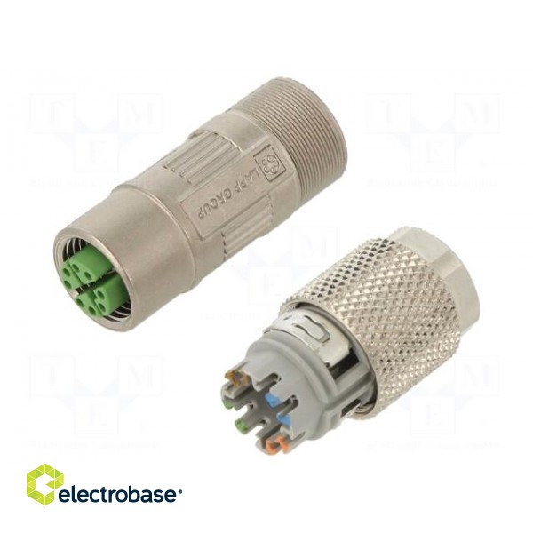 Plug | M12 | PIN: 8 | female | X code-ProfiNET | for cable | IDC | IP67 фото 1