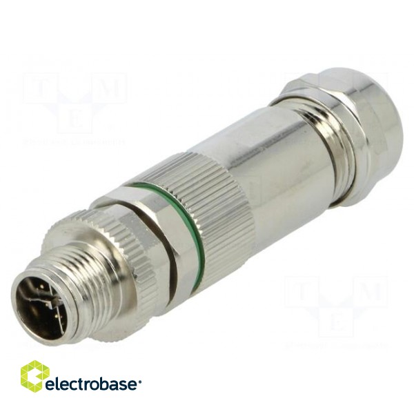 Plug | M12 | PIN: 8 | male | X code-ProfiNET | for cable | soldering | IP67 фото 1