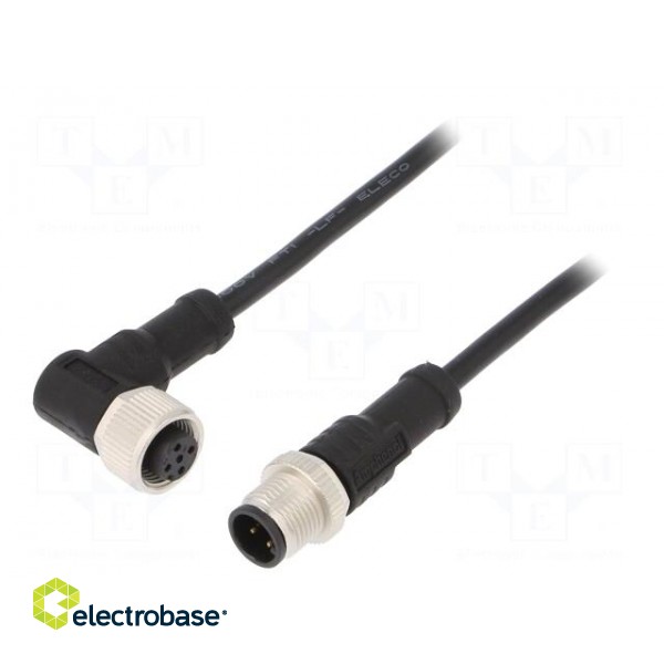 Cable: for sensors/automation | PIN: 4 | M12-M12 | 1m | plug | plug | 250V