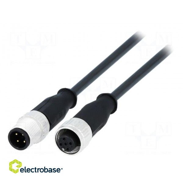 Cable: for sensors/automation | PIN: 4 | M12-M12 | 7.5m | plug | plug