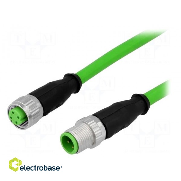 Cable: for sensors/automation | PIN: 4 | M12-M12 | D code-Ethernet