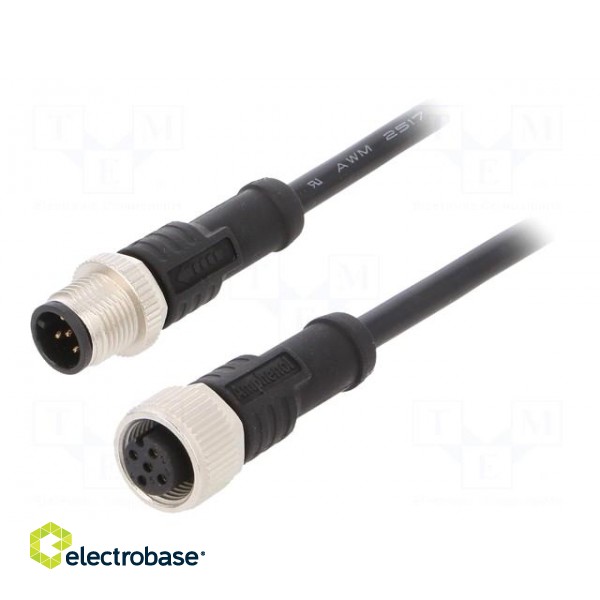 Cable: for sensors/automation | PIN: 5 | M12-M12 | 1m | plug | plug | 60V