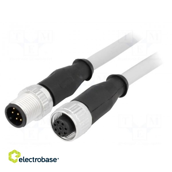 Cable: for sensors/automation | PIN: 8 | M12-M12 | 1m | plug | plug | male