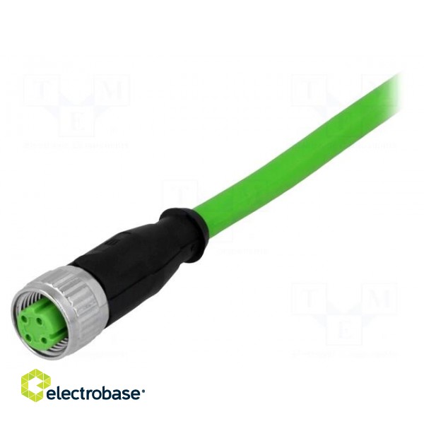 Plug | M12 | PIN: 4 | female | D code-Ethernet | 5m | Insulation: PVC