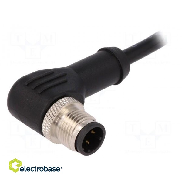 Plug | M12 | PIN: 4 | male | D code-Ethernet | IP67 | 250V | 4A | angled | 1m