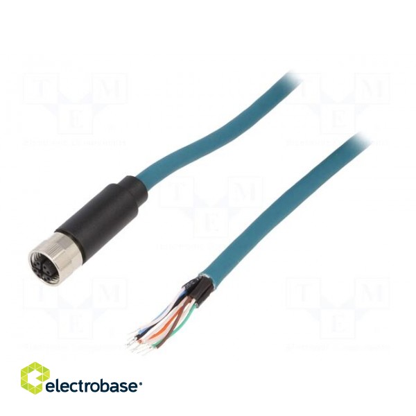 Plug | M12 | PIN: 8 | female | X code-ProfiNET | IP67 | 48V | 500mA | cables