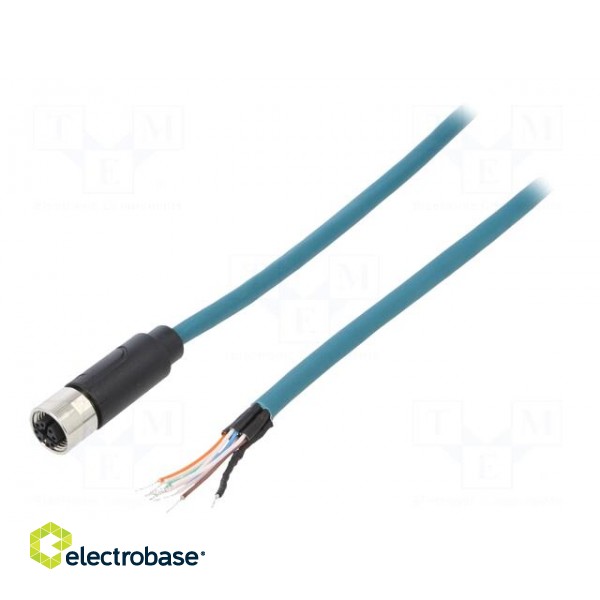 Plug | M12 | PIN: 8 | female | X code-ProfiNET | IP67 | 48V | 500mA | cables