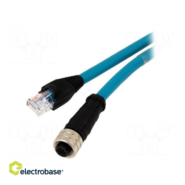 Adapter | M12 female,RJ45 plug | D code-Ethernet | PIN: 4 | IP67 | 1m