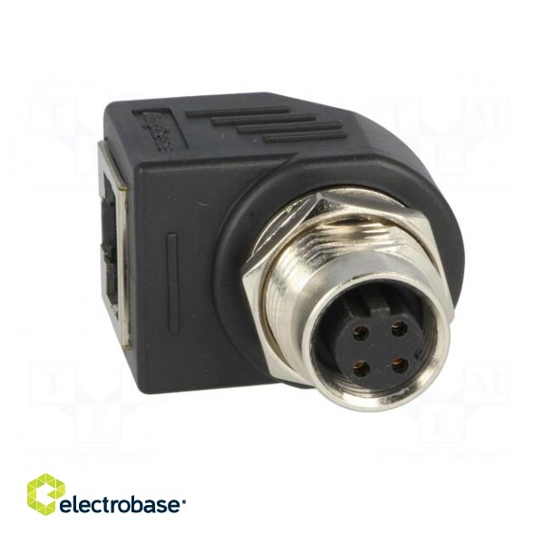 Adapter | RJ45 socket,M12 female | D code-Ethernet | PIN: 4 | Cat: 5e фото 3