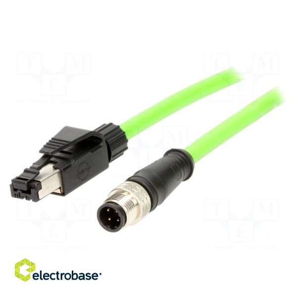 Adapter | M12 male,RJ45 plug | D code-Ethernet | PIN: 4 | IP67 | Cat: 5e