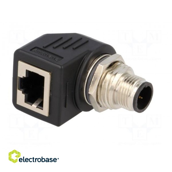 Adapter | RJ45 socket,M12 male | D code-Ethernet | PIN: 4 | Cat: 5e paveikslėlis 2