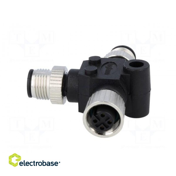 T adapter | M12 female socket,M12 male x2 | PIN: 4 | IP68 | T image 5