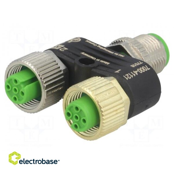 T adapter | M12 male,M12 female x2 | A code-DeviceNet / CANopen image 1