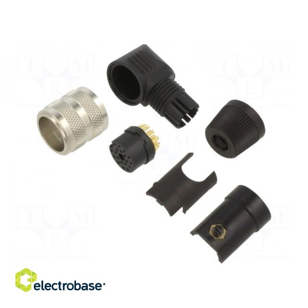 Connector: M16 | plug | female | soldering | for cable | PIN: 19 | 3A | 32V