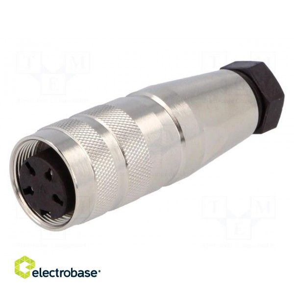 Connector: M16 | plug | female | soldering | for cable | PIN: 4 | 5A | 300V фото 1