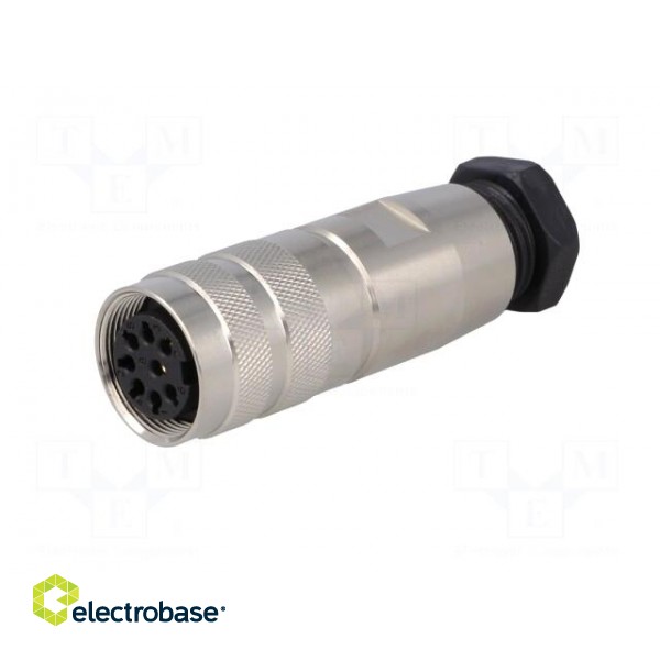 Connector: M16 | plug | female | soldering | for cable | PIN: 8 | 5A | 60V фото 2