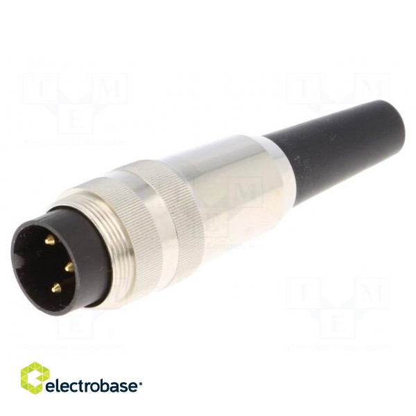 Connector: M16 | plug | male | soldering | for cable | PIN: 3 | 5A | 250V фото 1